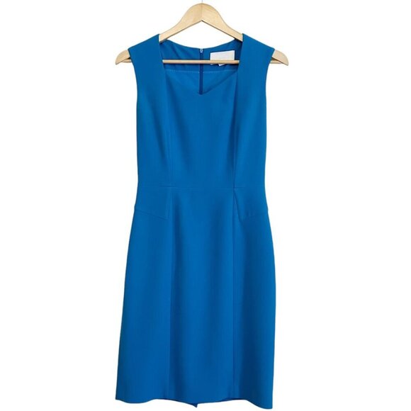 BOSS by Hugo Boss Delura Stretch Wool Blend Sheath Dress Turquoise Blue Size 4 - Picture 1 of 11